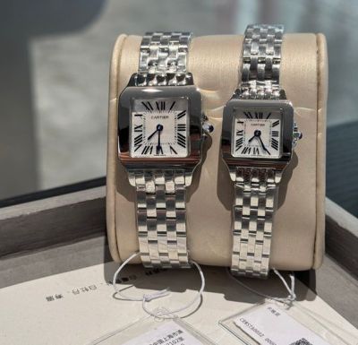 Cartier Santos 26*36mm for Medium 21*28mm for Small Quartz Movement 316L Steel Smooth Bezel Watch